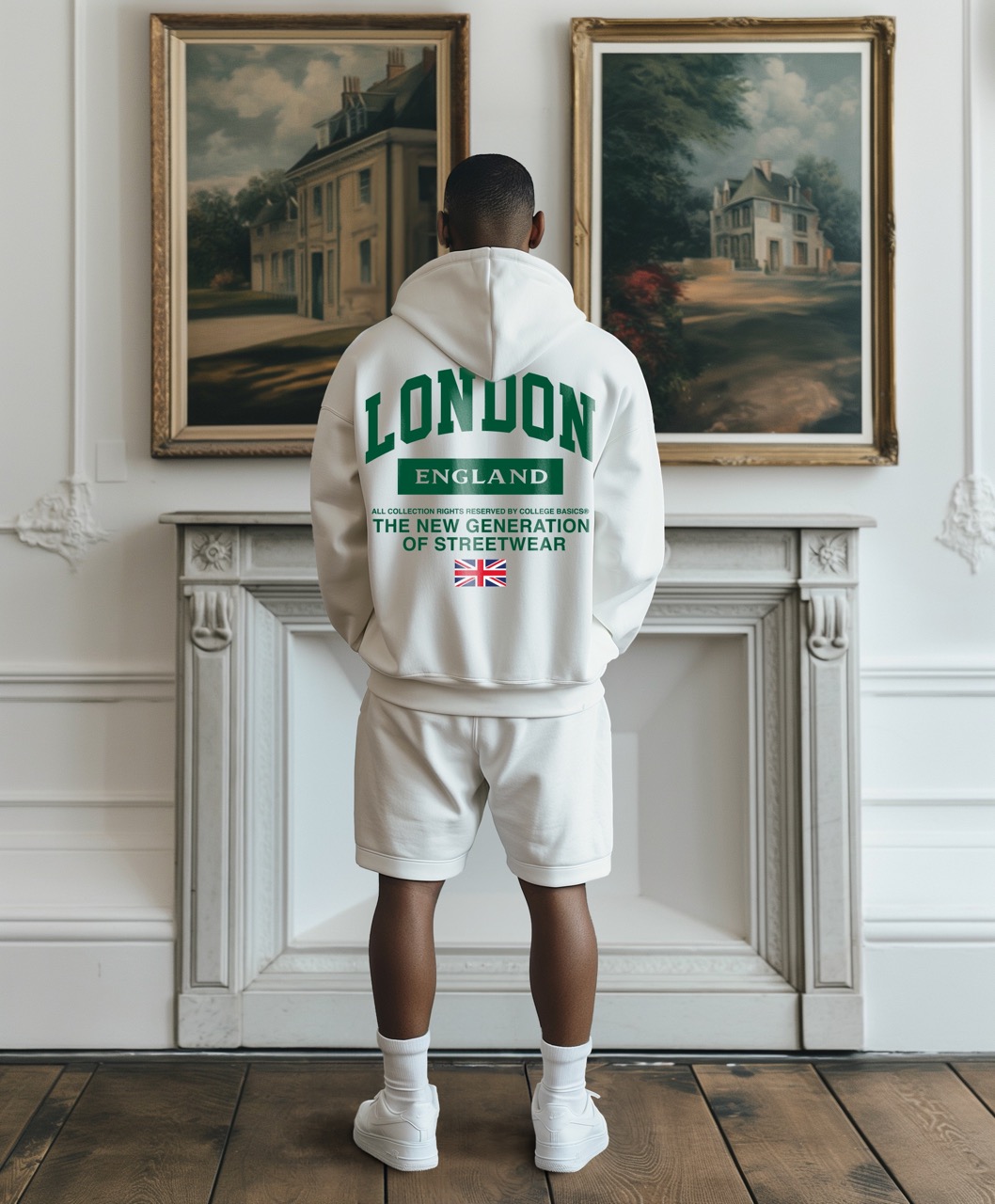 COLLEGE BASICS® - HERITAGE - Oversize Hoodie [white/green]