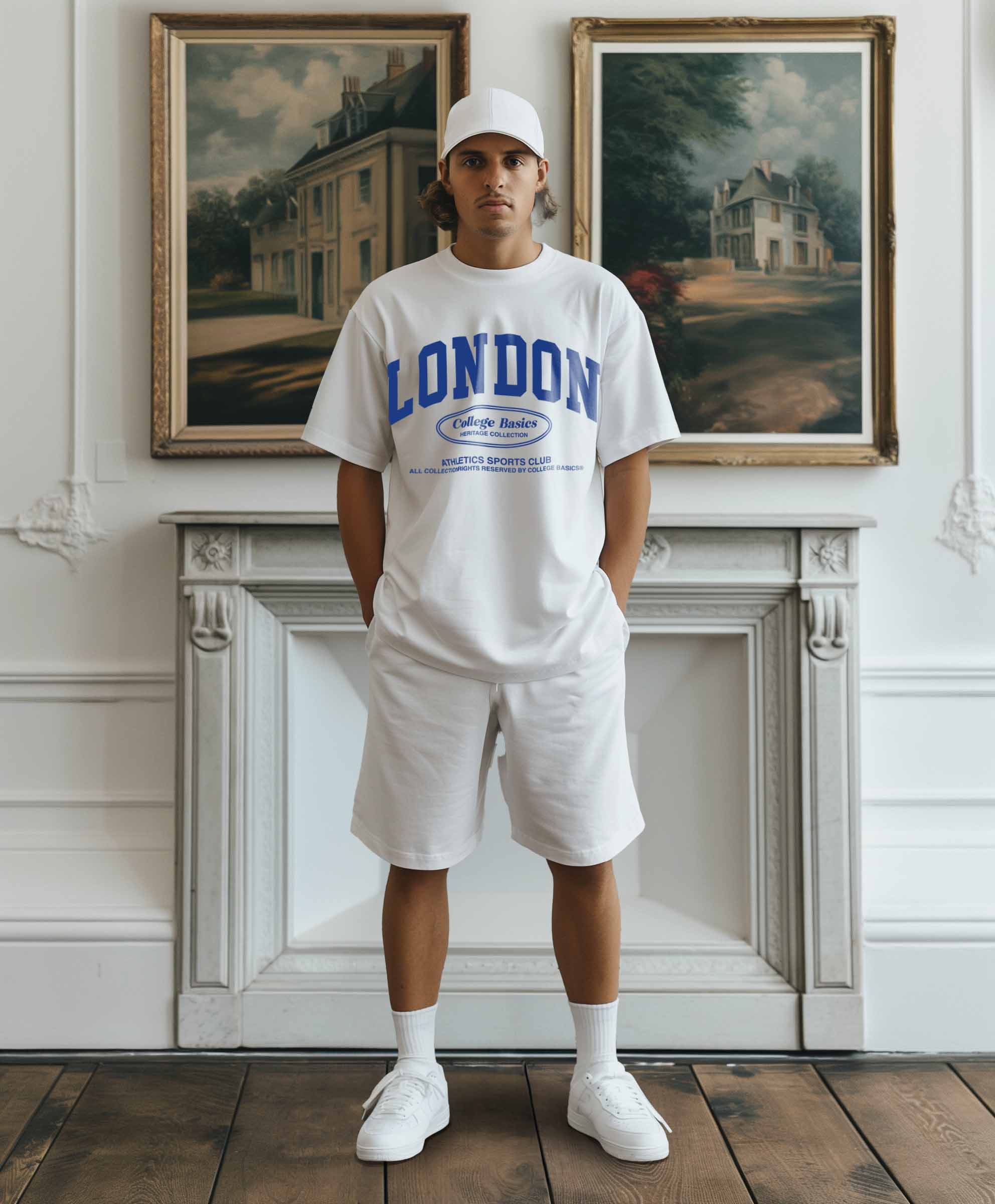 COLLEGE BASICS® - LNDN - Oversize T-Shirt [white/blue]