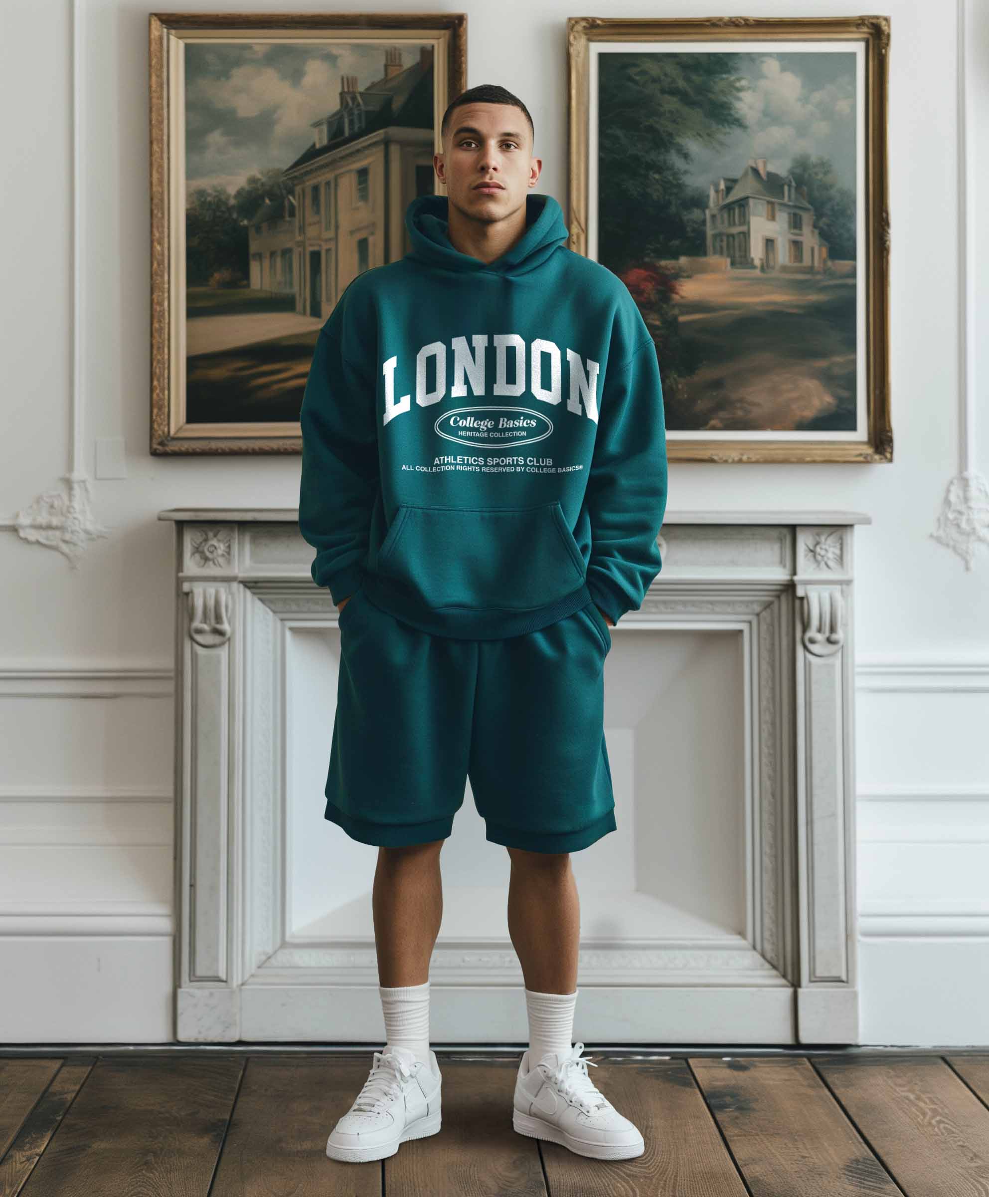 COLLEGE BASICS® - LNDN - Oversize Hoodie [green/white]