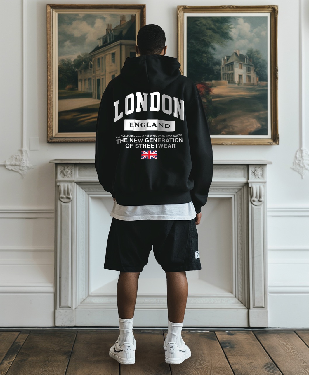 COLLEGE BASICS® - HERITAGE - Oversize Hoodie [black/white]