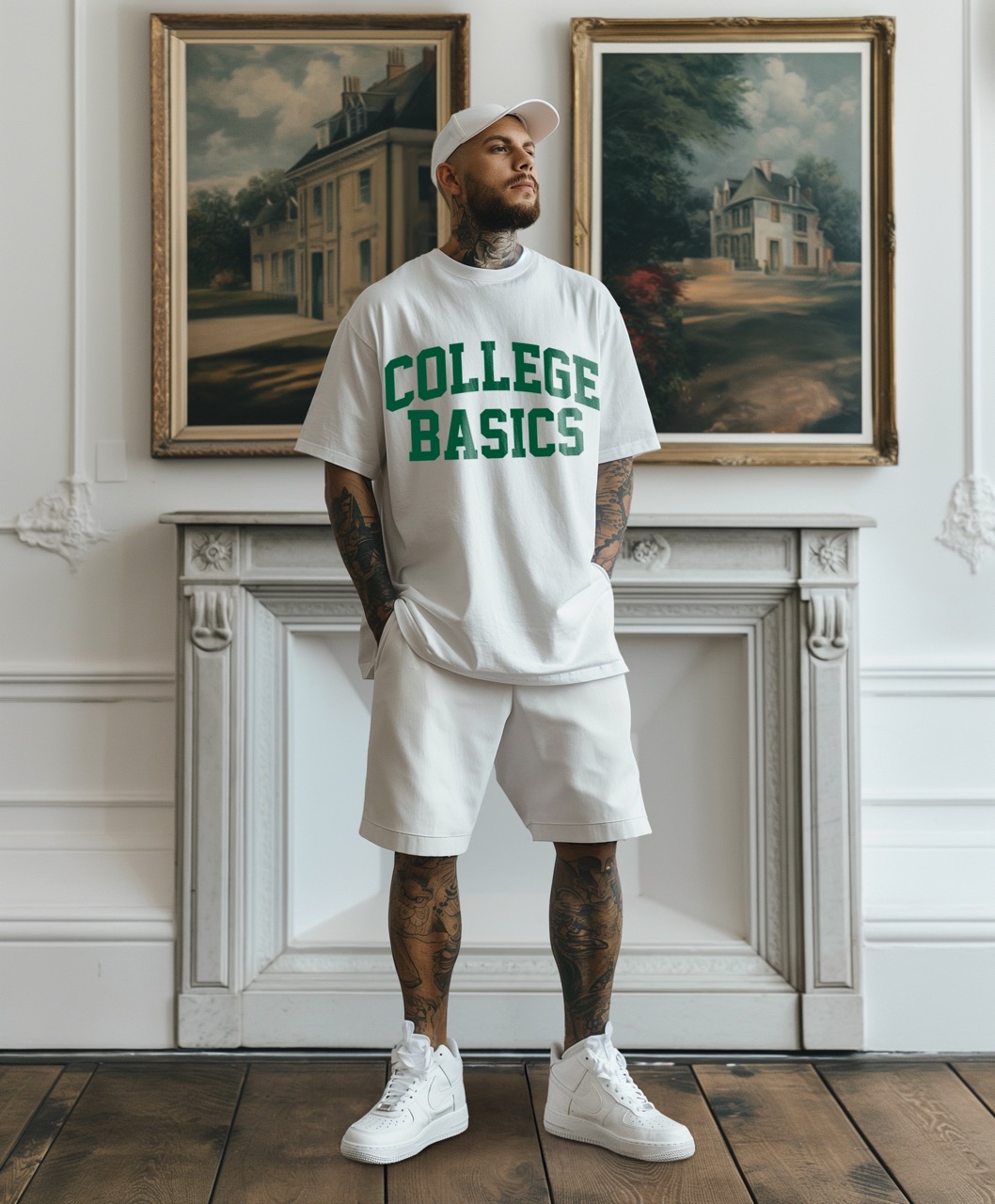 COLLEGE BASICS® - Basic - Oversize T-Shirt [white/green]