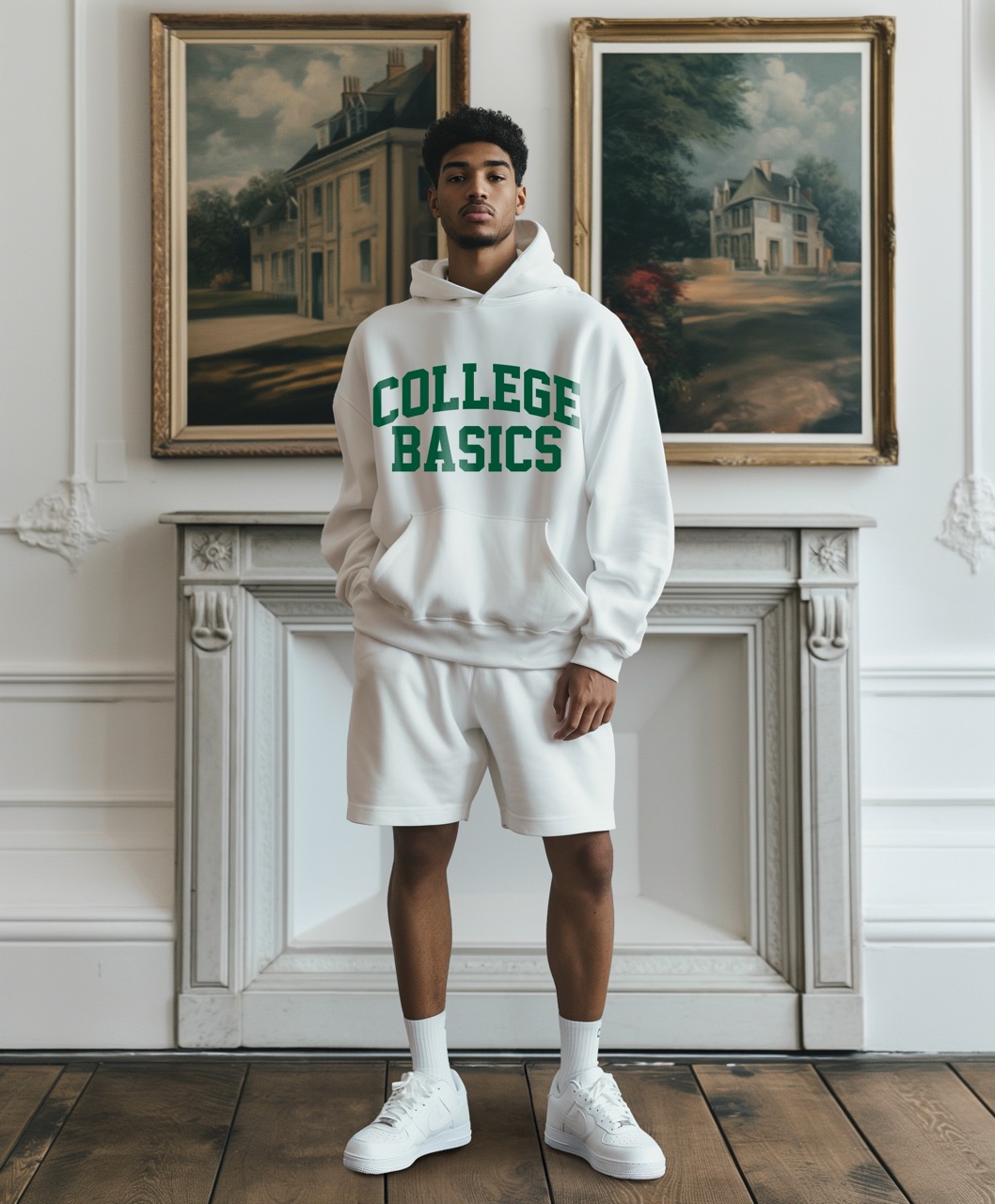 COLLEGE BASICS® - Basic - Oversize Hoodie [white/green]