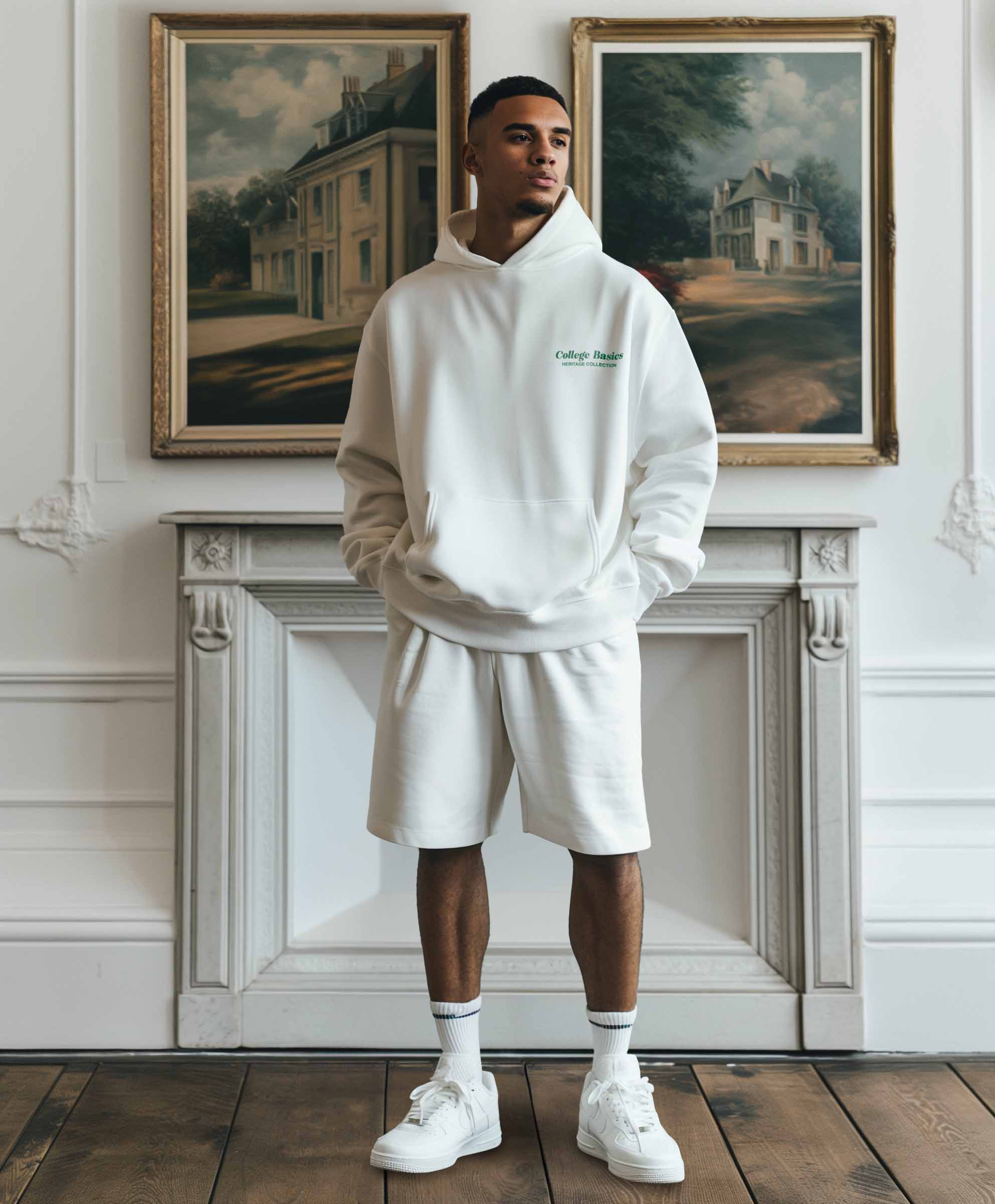 COLLEGE BASICS® - HERITAGE - Oversize Hoodie [white/green]